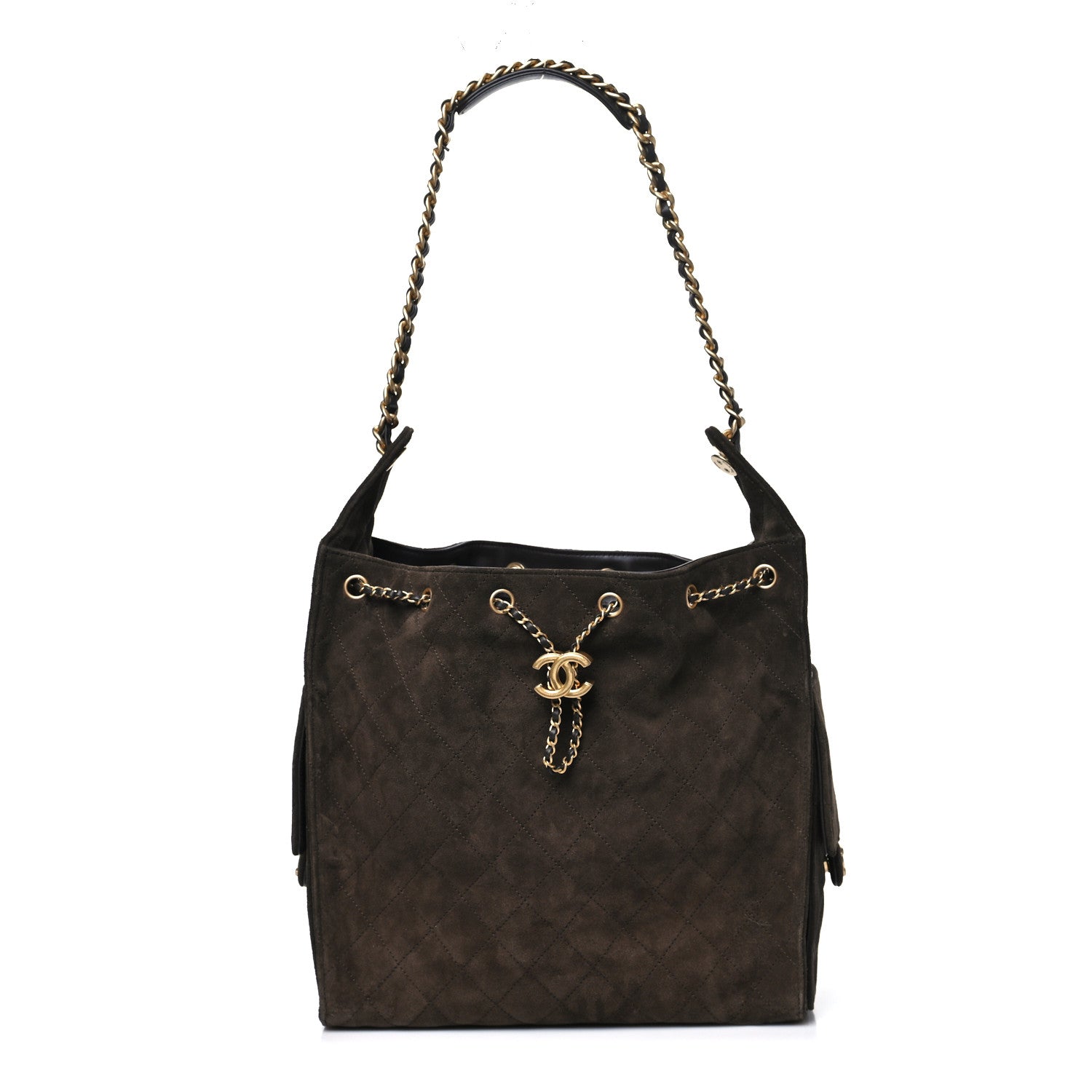 Chanel Suede Quilted Medium Chanel 25 Handbag Dark Brown 1 of 11