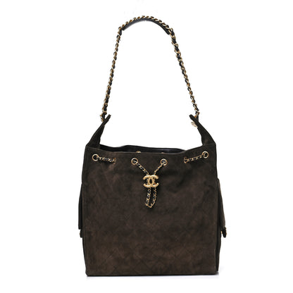 Chanel Suede Quilted Medium Chanel 25 Handbag Dark Brown 1 of 11
