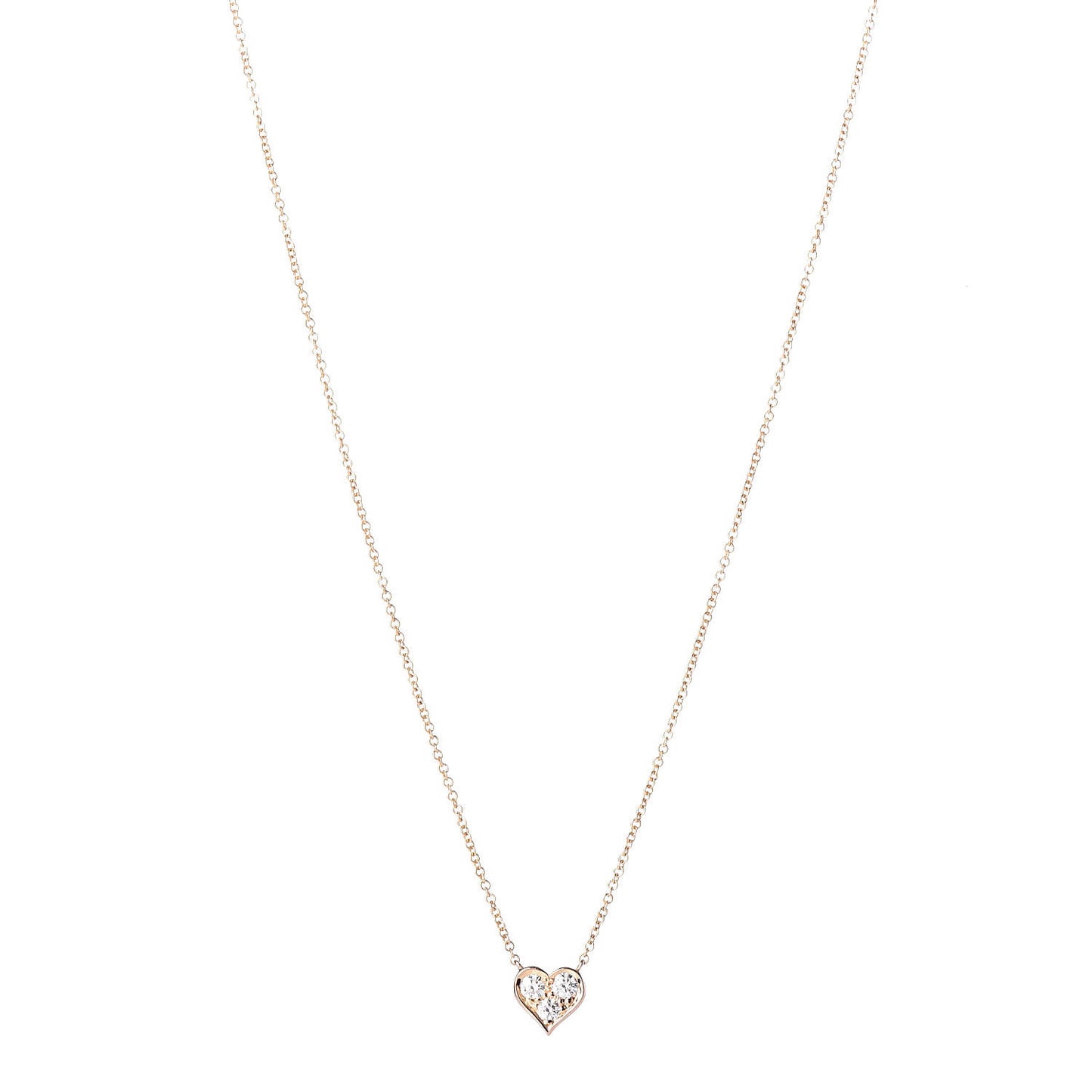 18K Rose Gold Diamond Heart Pendant Necklace