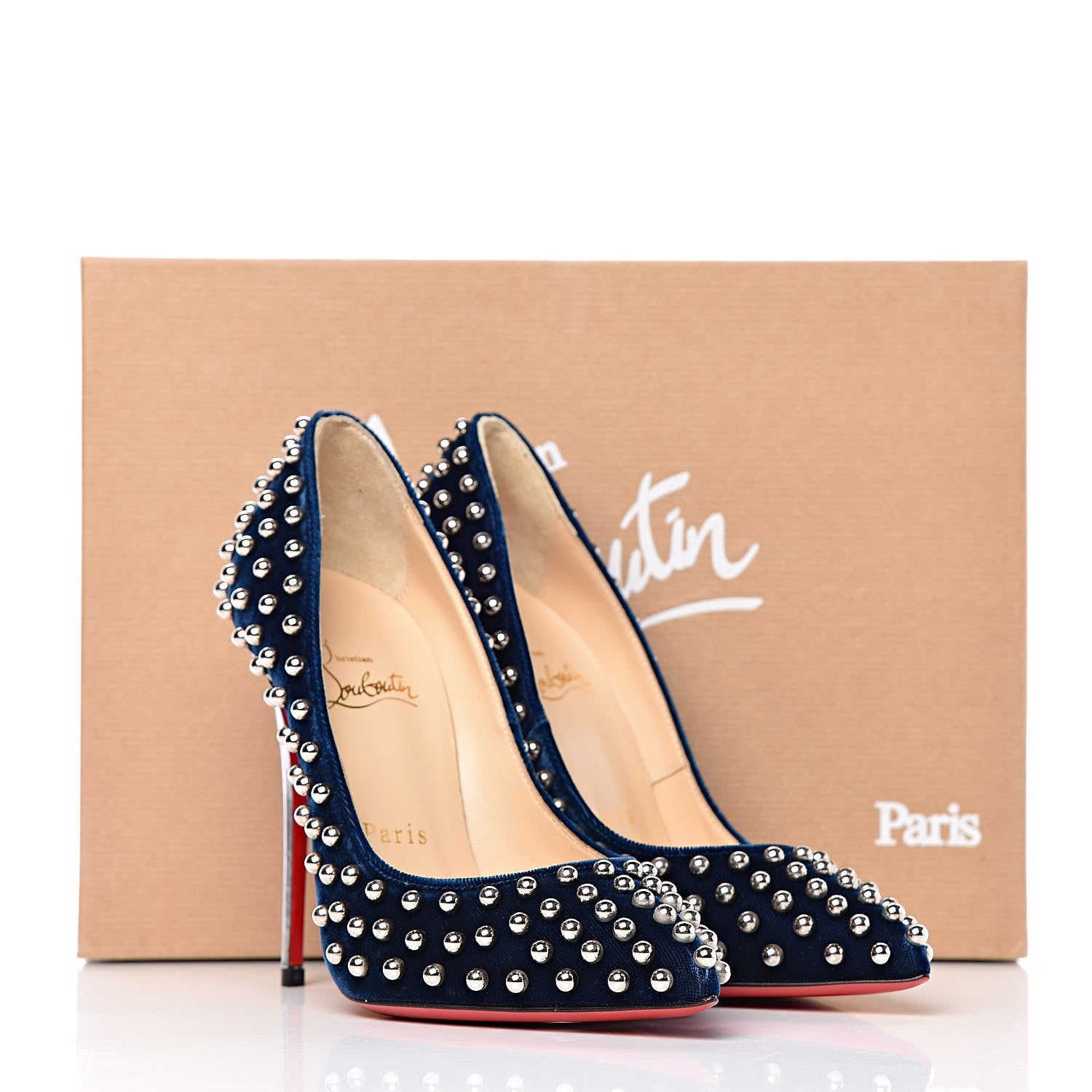 Christian Louboutin Velvet Specchio Billy 120 Spike Pumps 35.5 Silver Eclipse 8 of 8
