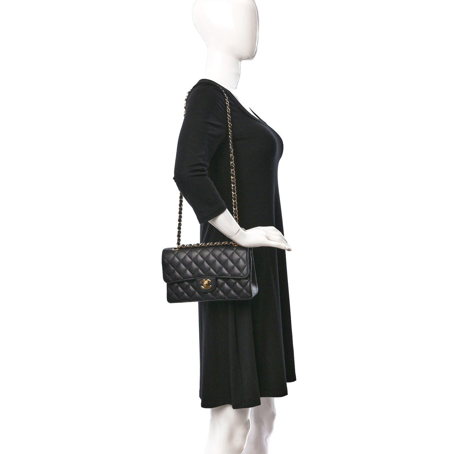 Caviar Quilted Small Double Flap Black