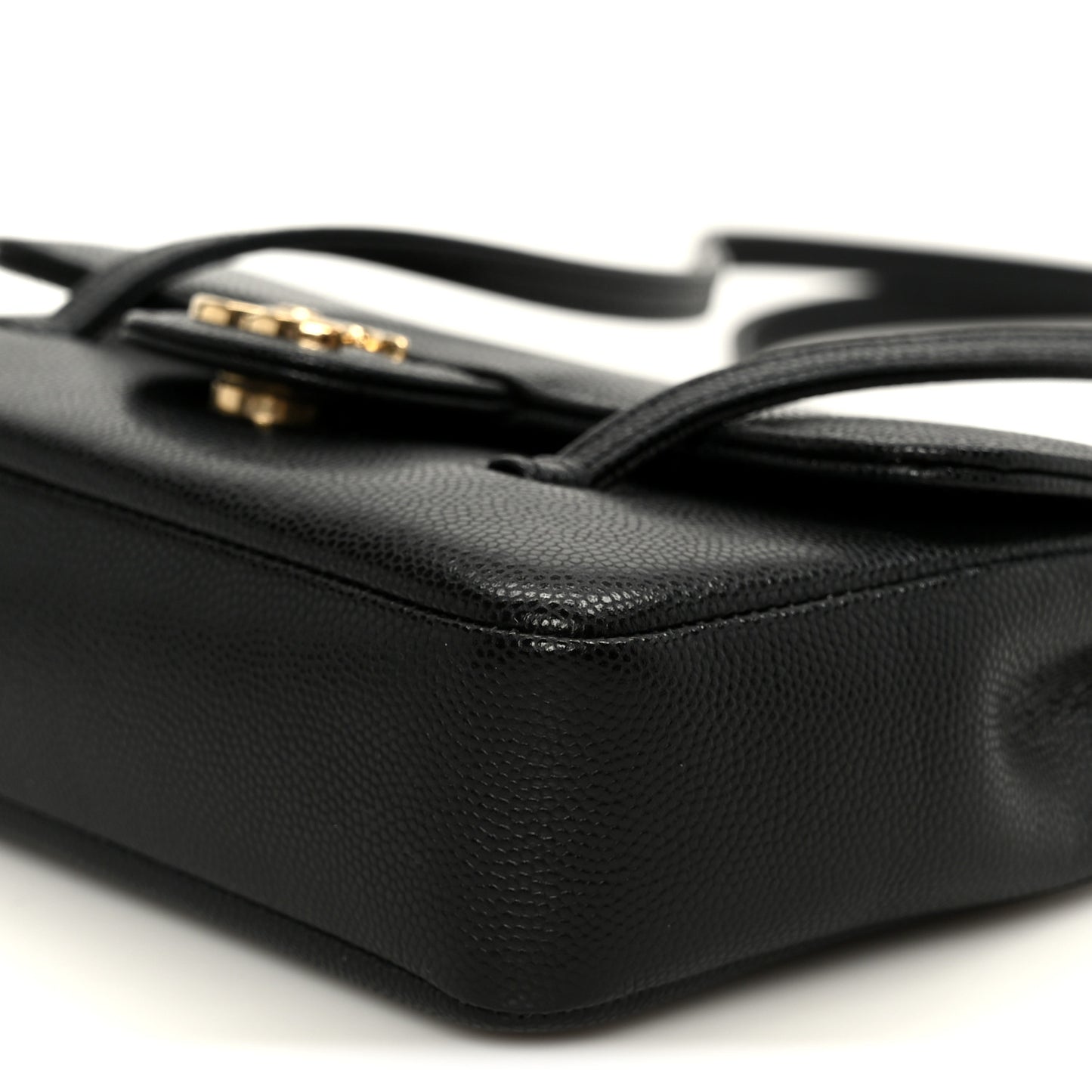 Shiny Caviar Mini Preppy Coco Shoulder Bag Black