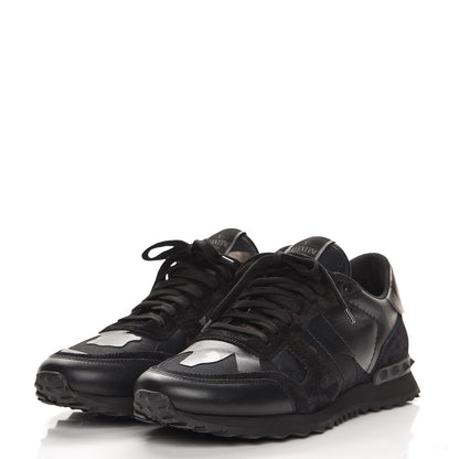 Valentino Garavani Nappa Suede Camouflage Mens Rockrunner Sneakers 42 Black Dark Rutenio 3 of 8