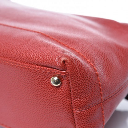 Chanel Caviar CC Wood Chain Hobo Red 11 of 12