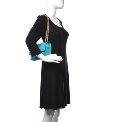 Chanel Satin Coco's Croc 2.55 Reissue 225 Flap Turquoise 2 of 12