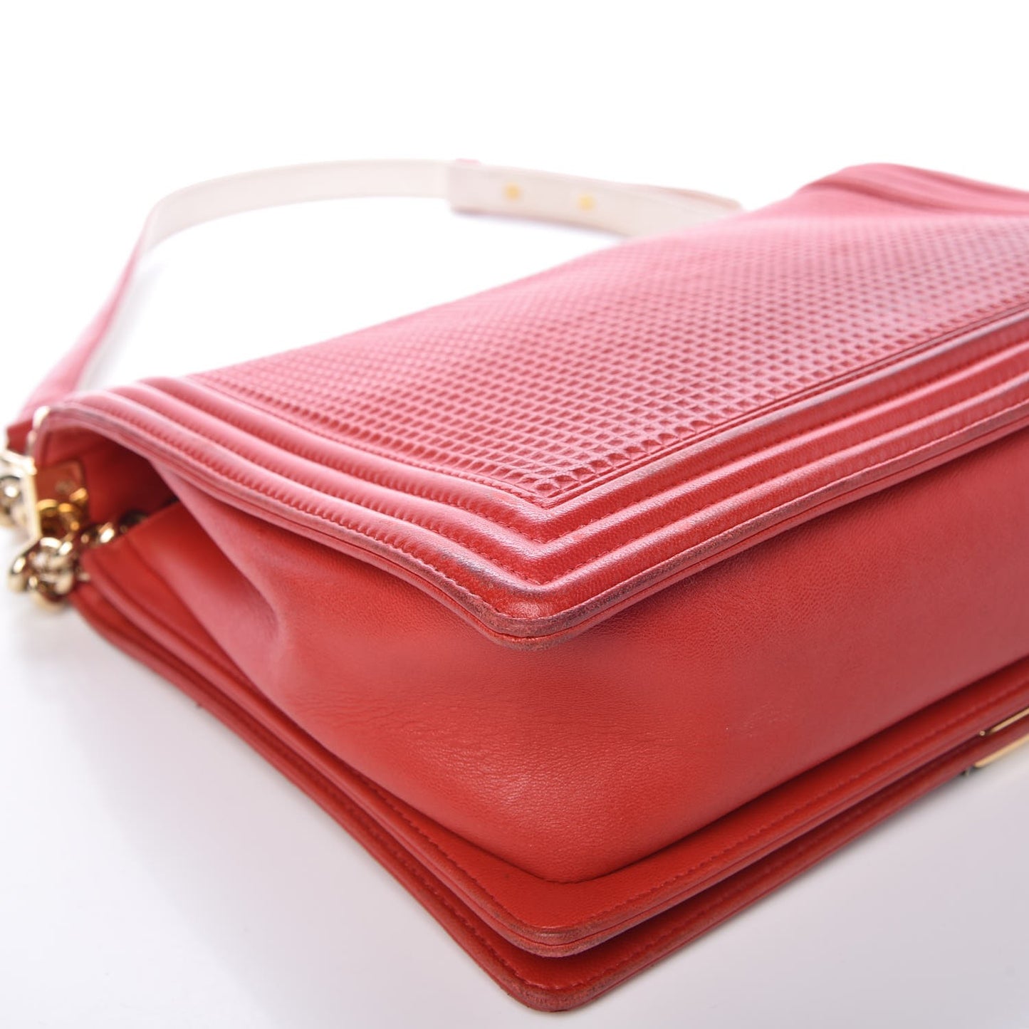 Lambskin Square Quilted Large Boy Cube Flap Red