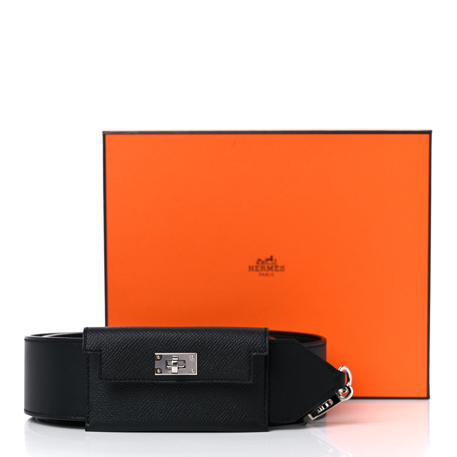 Hermes Swift Epsom Pocket Kelly Shoulder Strap Black 7 of 7