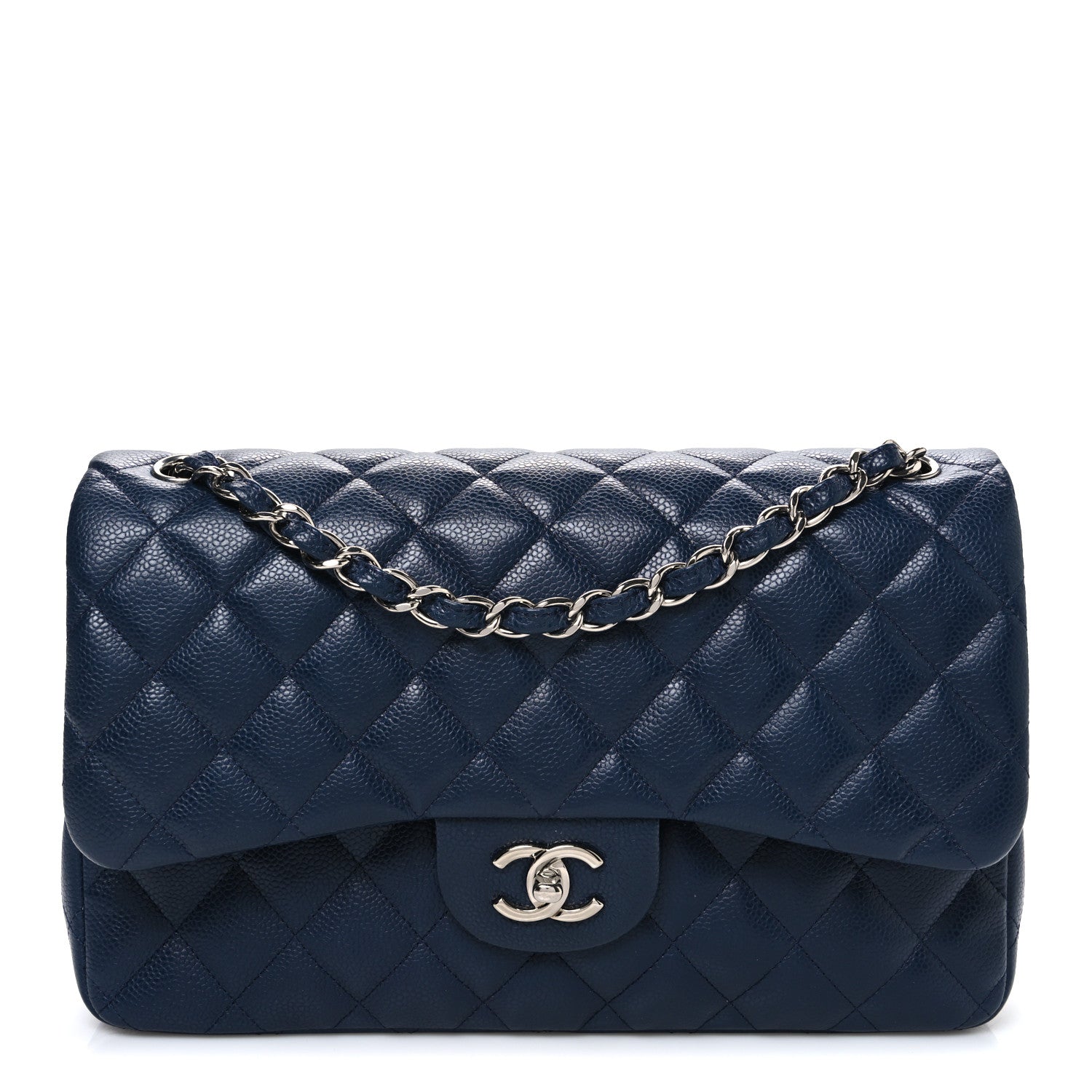 Chanel Caviar Quilted Jumbo Double Flap Navy Blue 1 of 10