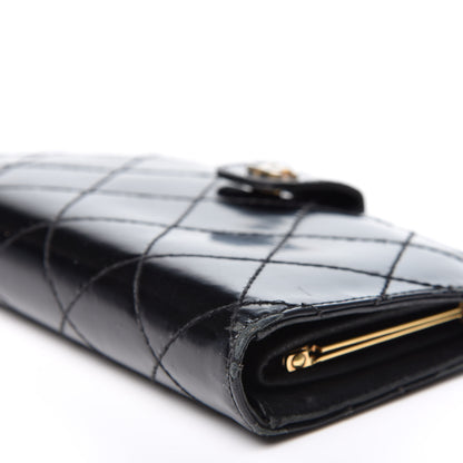 Chanel Glazed Calfskin Diamond Stitched French Wallet Black 8 of 17