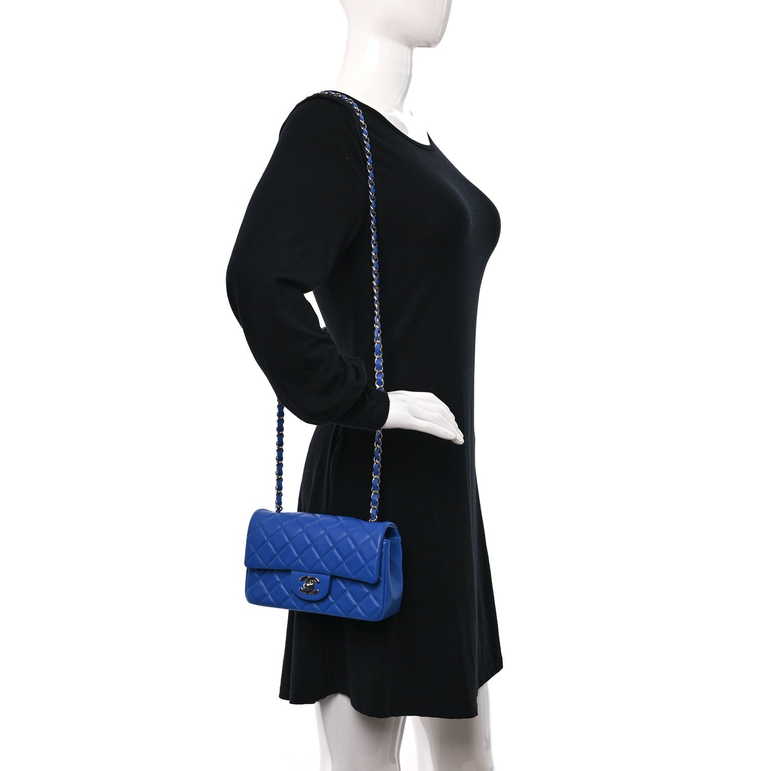 Chanel Lambskin Quilted Mini Rectangular Flap Blue 2 of 11