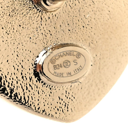 Chanel Crystal CC Resin Heart Earrings Gold Pink White 4 of 5