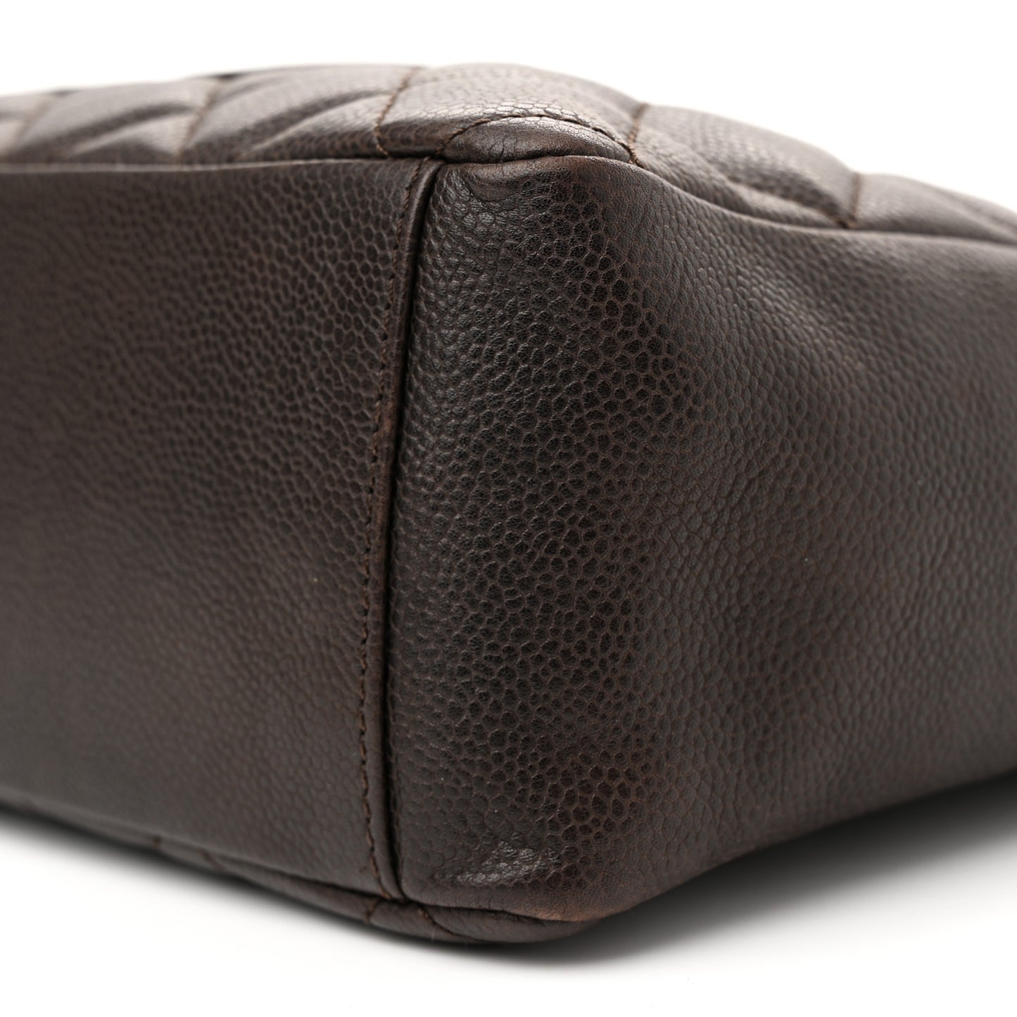 Caviar Quilted Petit Shopping Tote PST Dark Brown Brown
