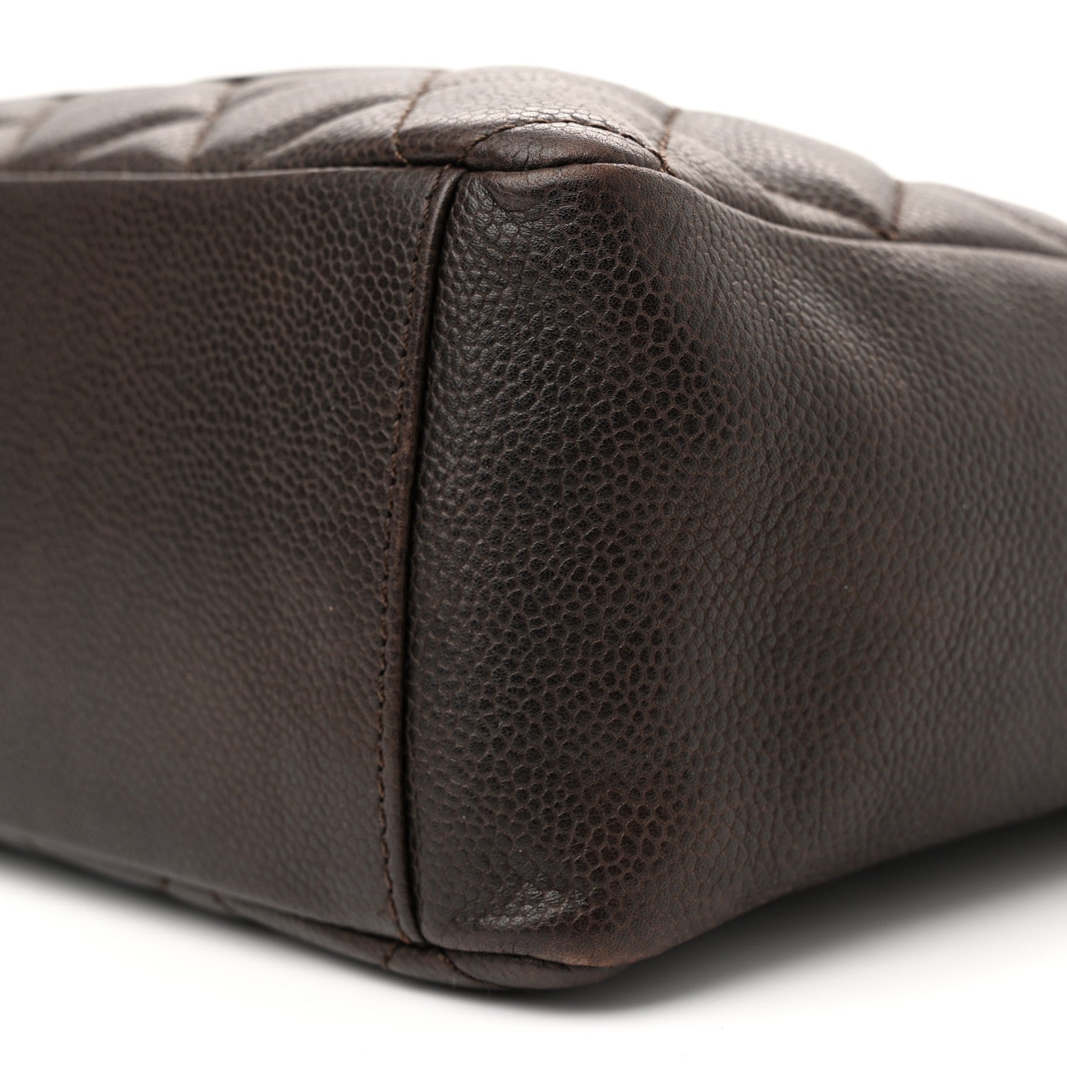 Chanel Caviar Quilted Petit Shopping Tote PST Dark Brown Brown 10 of 15