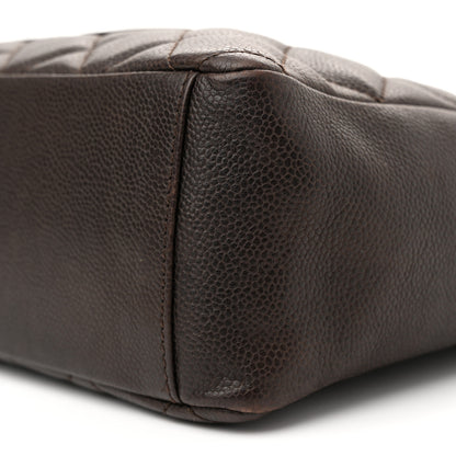 Chanel Caviar Quilted Petit Shopping Tote PST Dark Brown Brown 10 of 15
