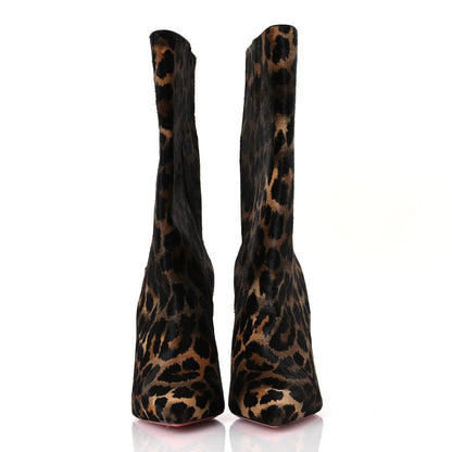 Christian Louboutin Pony Hair Leopard Print Astrilarge 100 Booties 39 Brown Black 3 of 9
