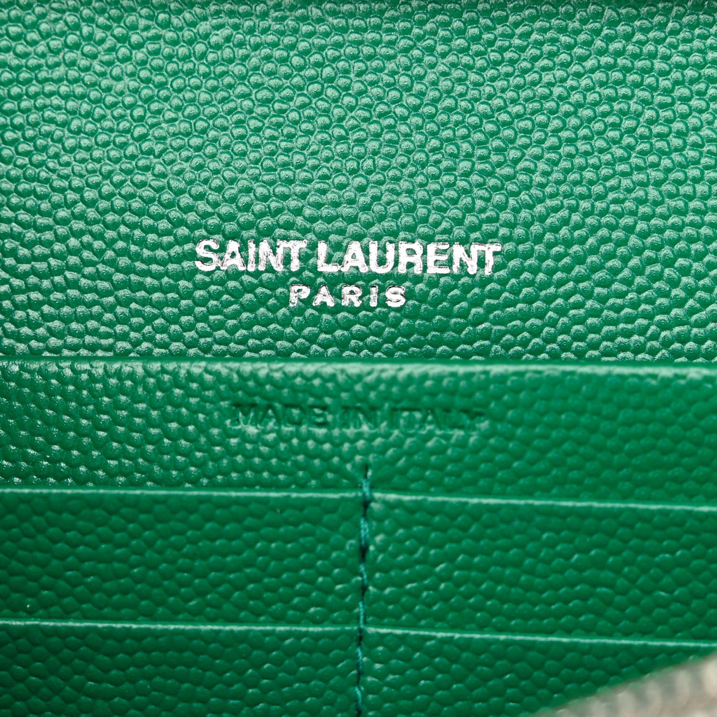 Grain De Poudre Mixed Matelasse Triquilt Monogram Chain Wallet Green Field