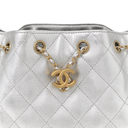 Chanel Metallic Caviar Quilted Small Chanel 25 Handbag Silver 7 of 10