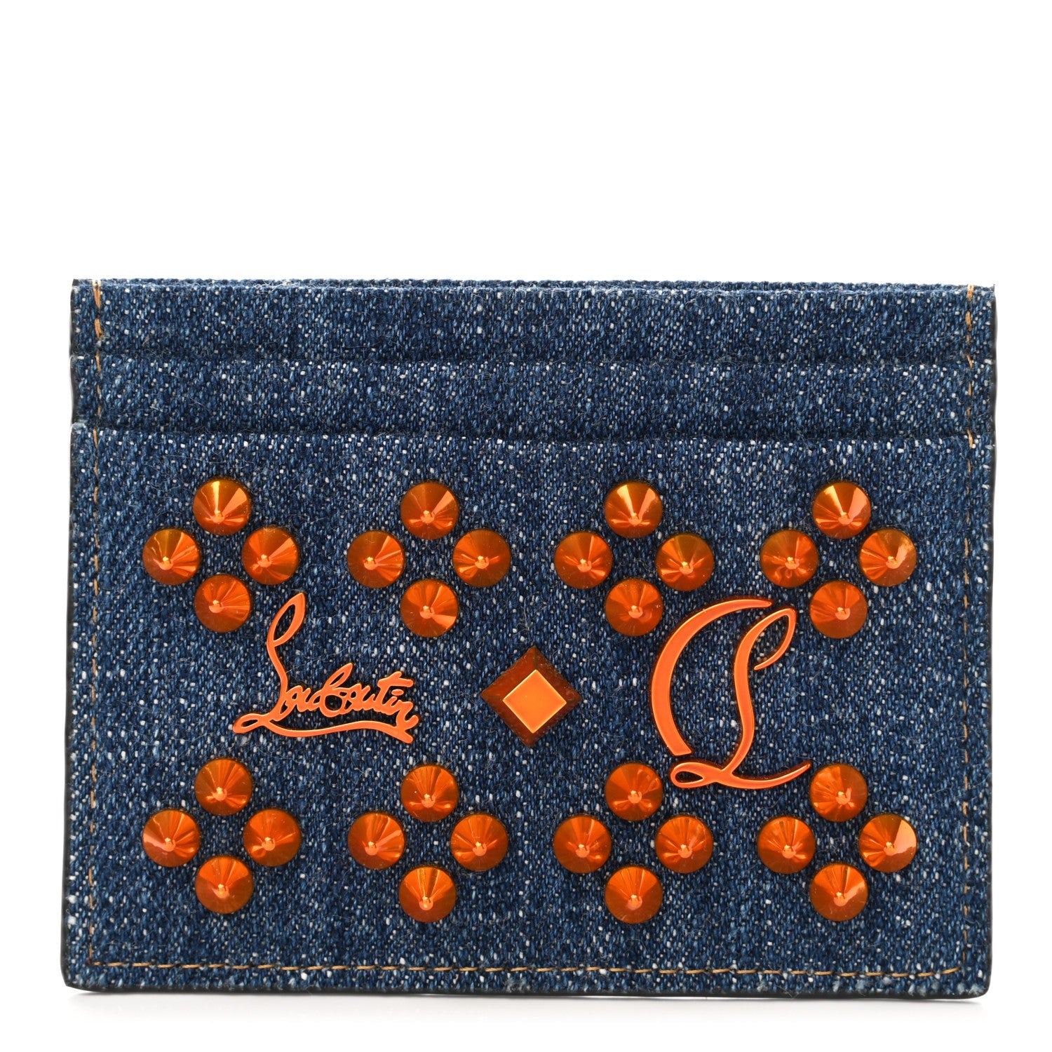 Christian Louboutin Denim Studded Card Holder Blue 1 of 6