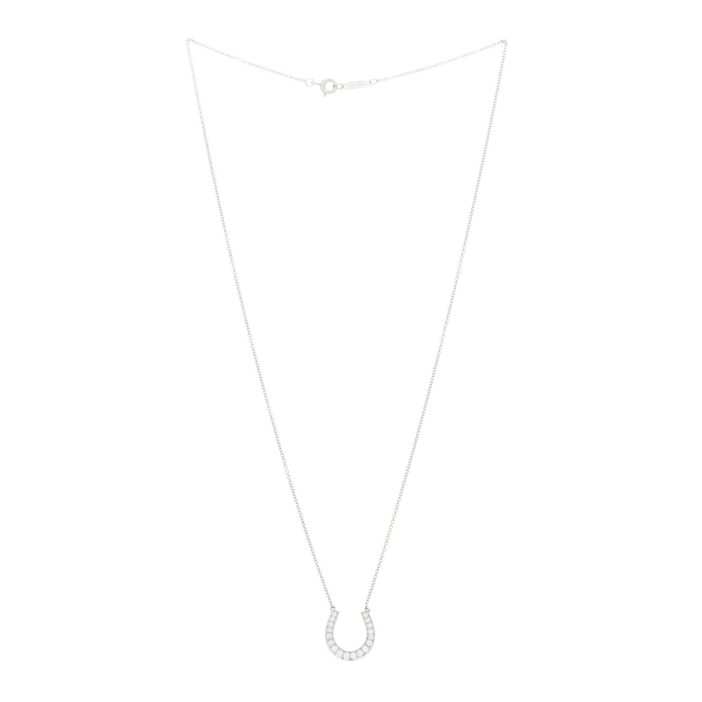 Platinum Diamond Horseshoe Pendant Necklace