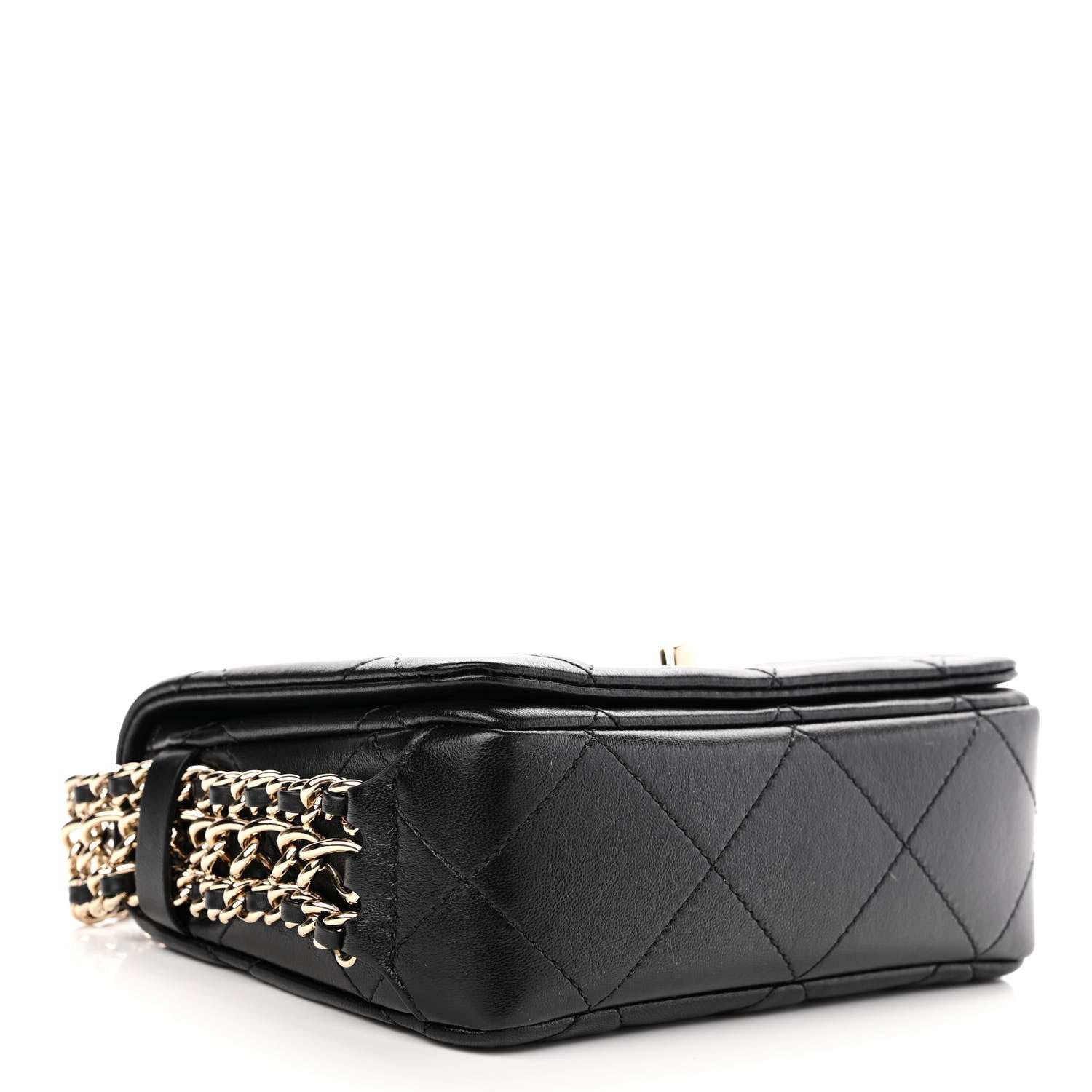 Chanel Lambskin Quilted Mini Chain Rows Flap Black 4 of 12