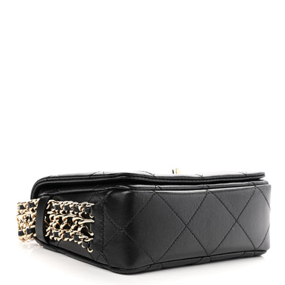 Chanel Lambskin Quilted Mini Chain Rows Flap Black 4 of 12