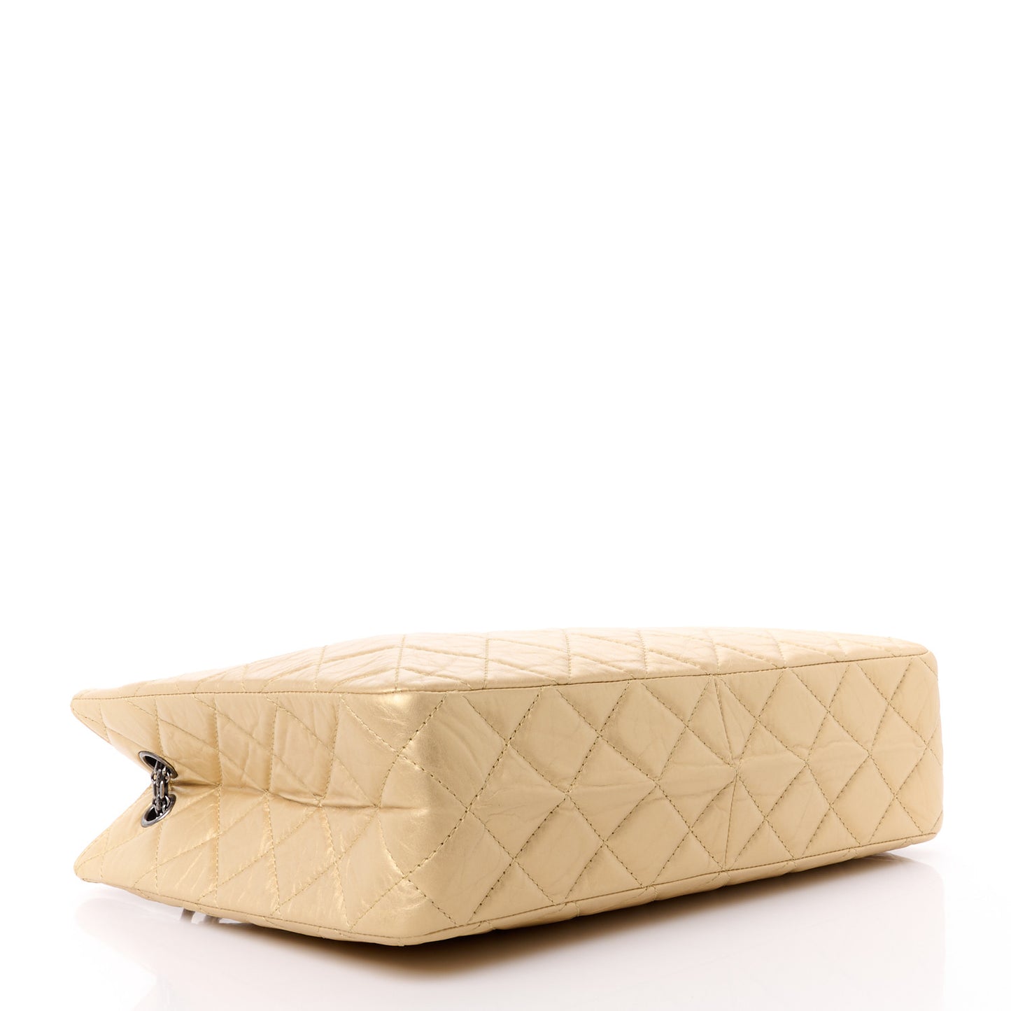 Metallic Aged Calfskin Quilted Reissue 2.55 Tote Light Gold