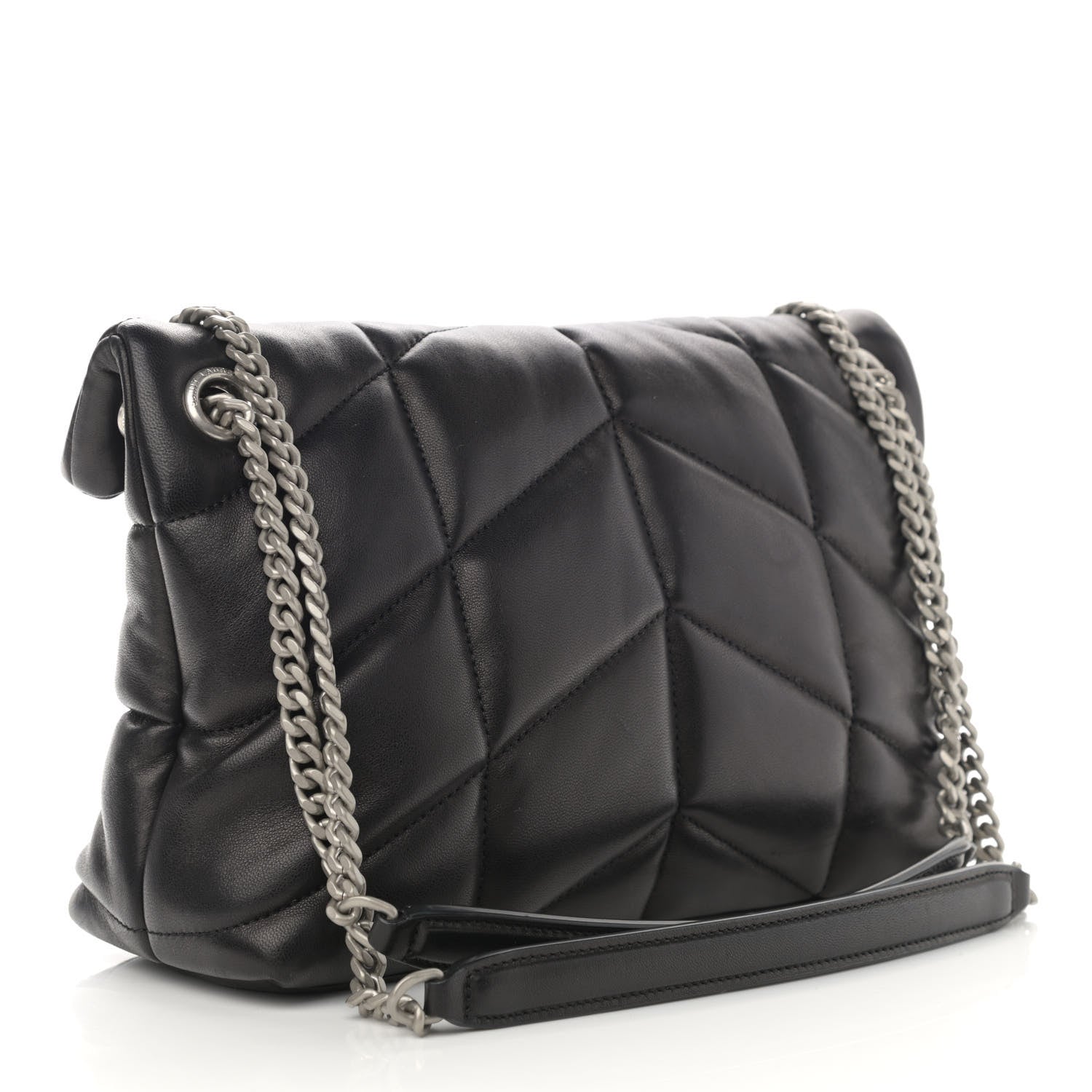 Saint Laurent Lambskin Quilted Small Loulou Puffer Monogram Chain Satchel Black 3 of 11