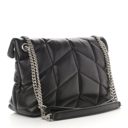 Saint Laurent Lambskin Quilted Small Loulou Puffer Monogram Chain Satchel Black 3 of 11