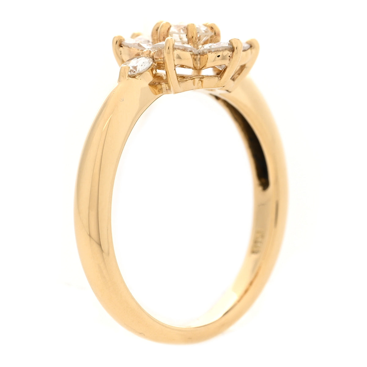 18K Yellow Gold Diamond 1.00ctw Flower Ring 51 5.75