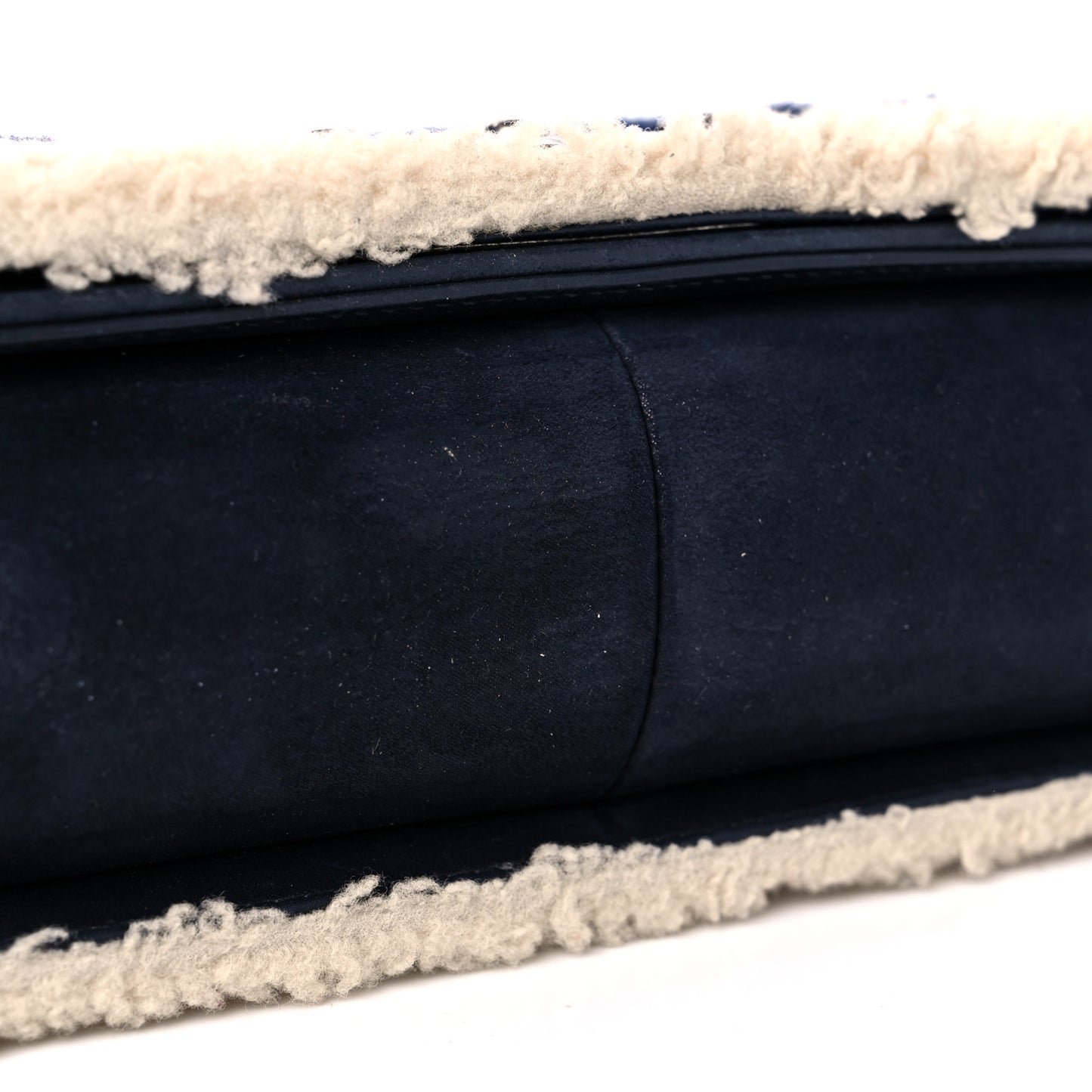 Shearling Iridescent Calfskin Medium Boy Flap Navy