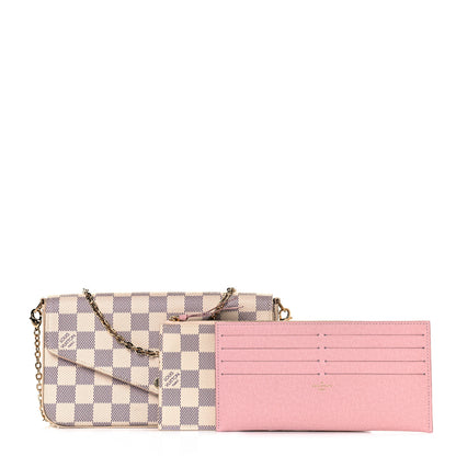 Louis Vuitton Damier Azur Pochette Felicie Chain Wallet Rose Ballerine 1 of 9