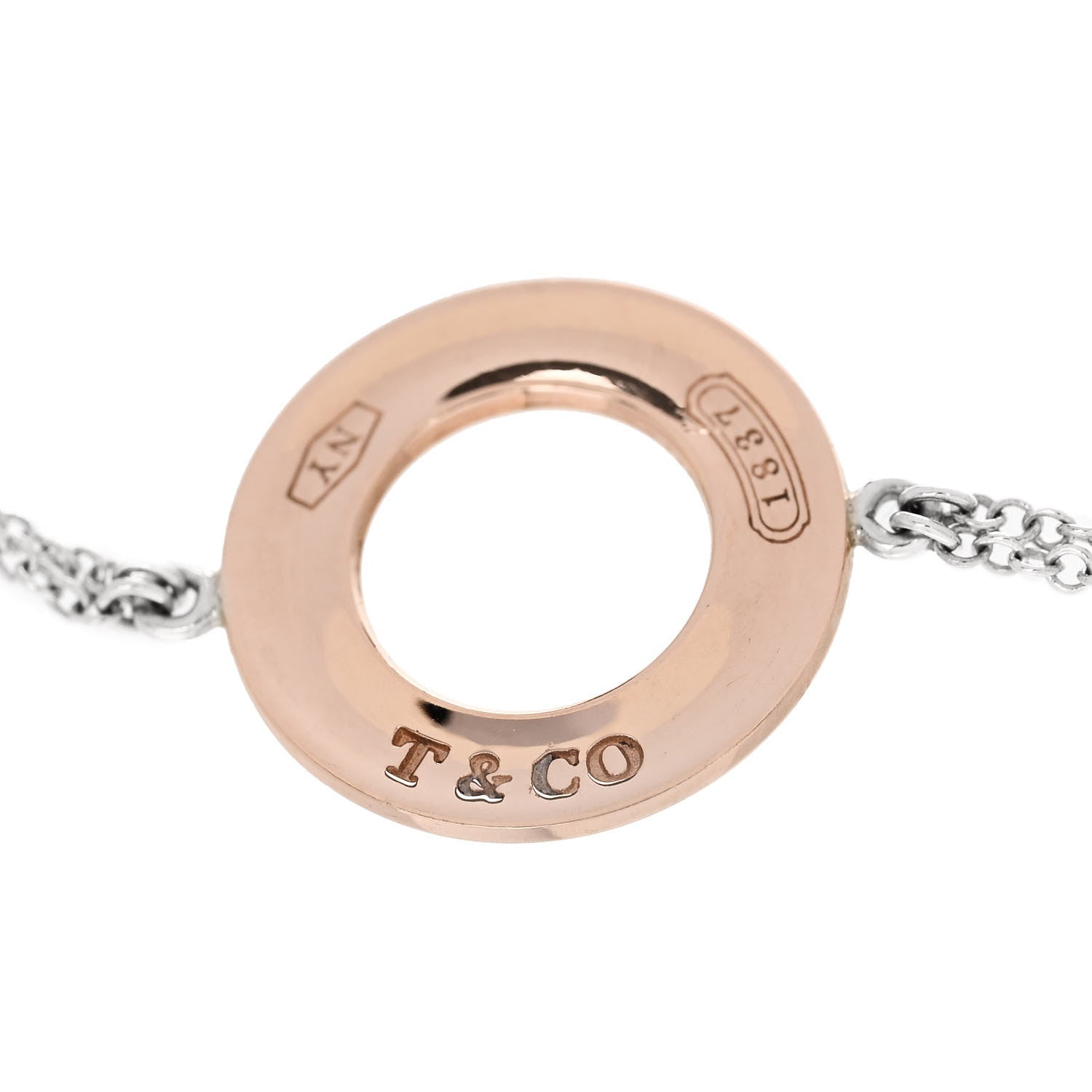 Tiffany Sterling Silver Rubedo 1837 Circle Chain Bracelet 3 of 6