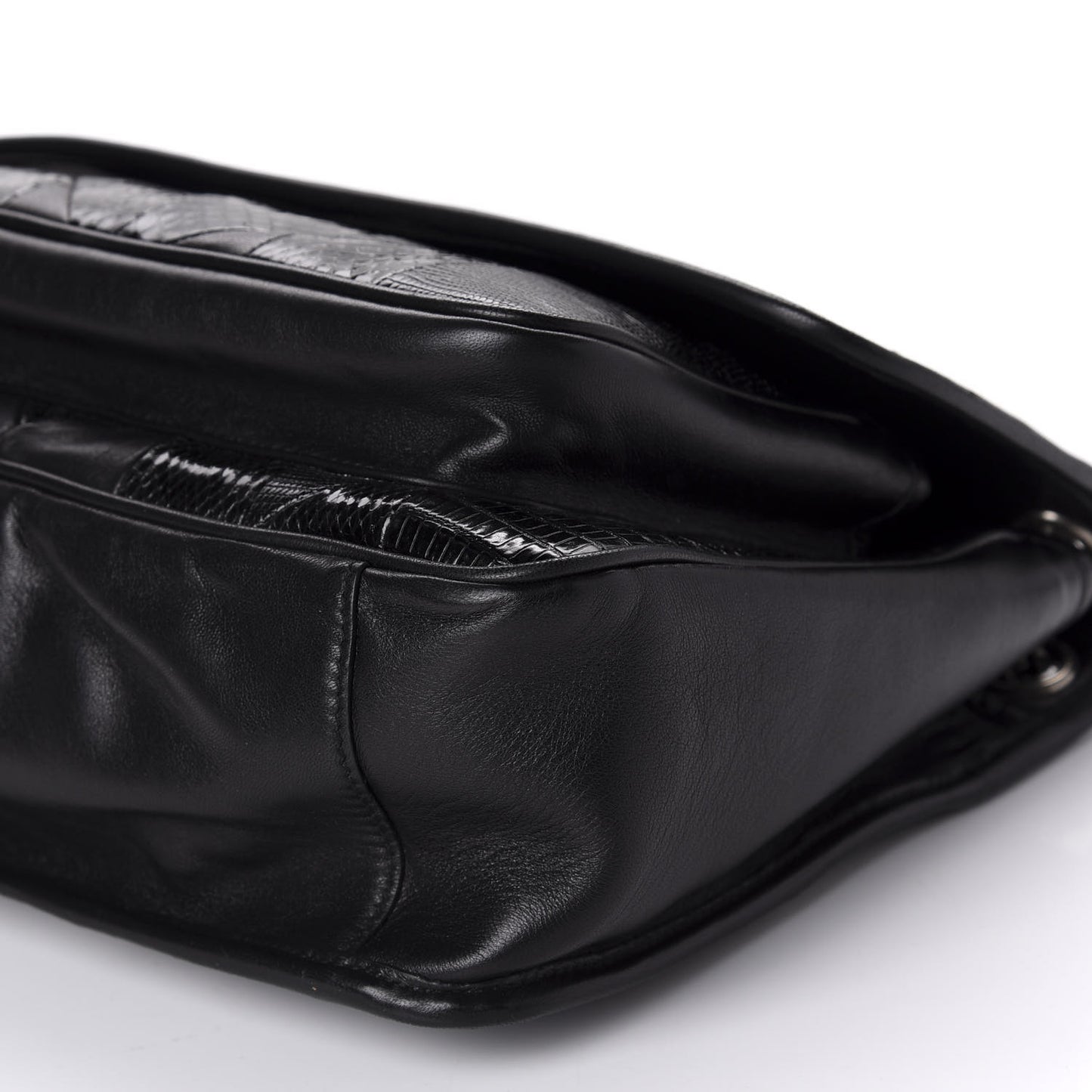 Calfskin Ayers Patchwork Monogram Medium Niki Chain Satchel Black