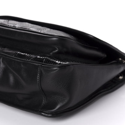 Saint Laurent Calfskin Ayers Patchwork Monogram Medium Niki Chain Satchel Black 8 of 12