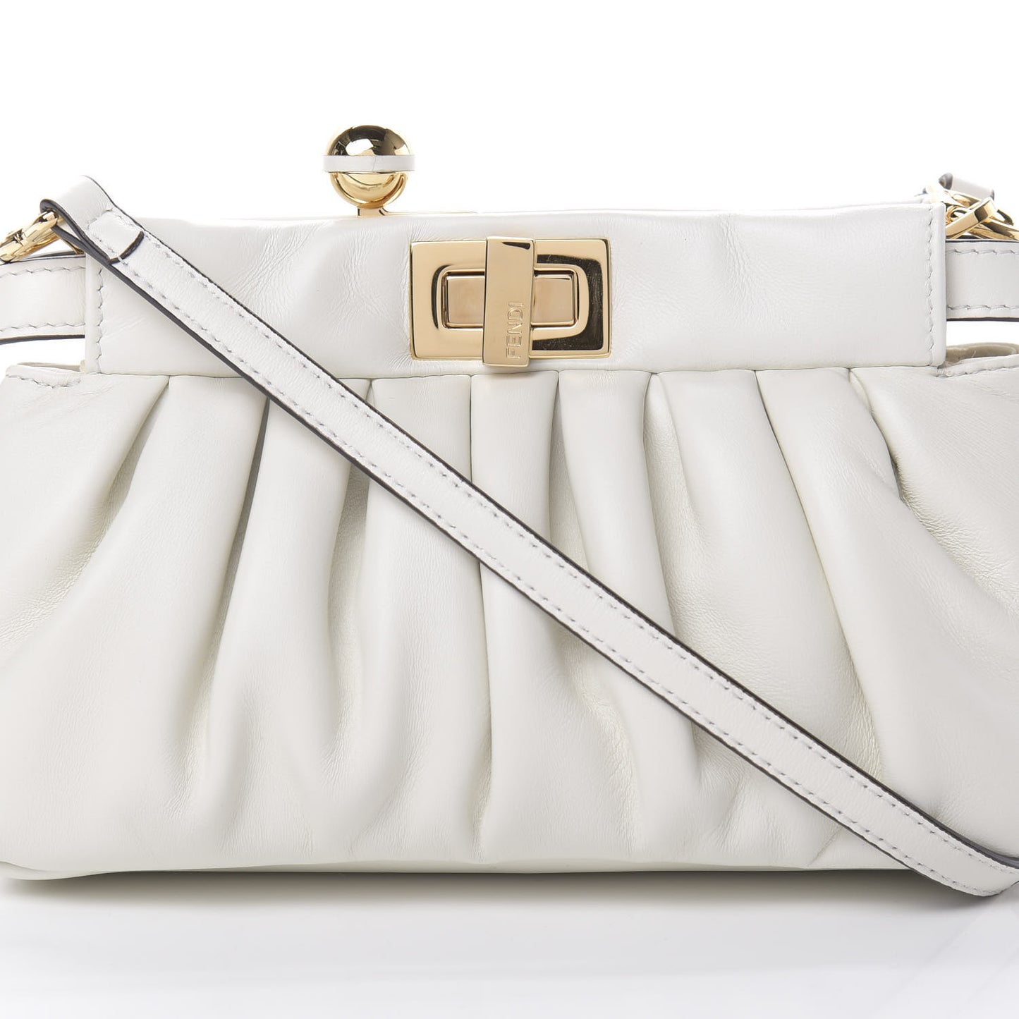 Shiny Nappa Small Peekaboo Click Bag White