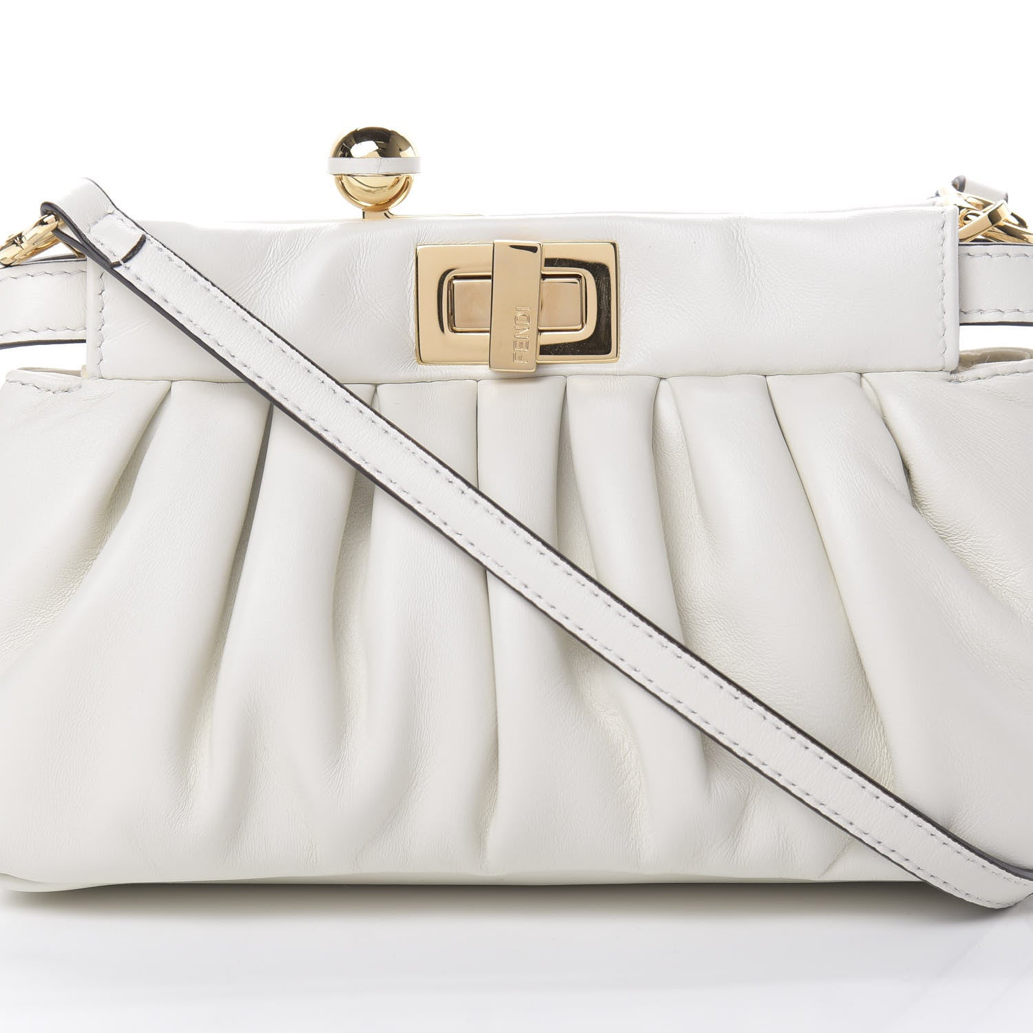Fendi Shiny Nappa Small Peekaboo Click Bag White 9 of 11