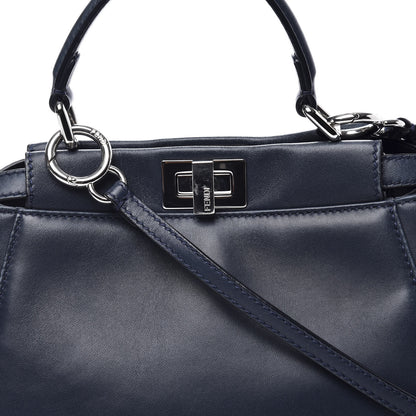 Fendi Nappa Mini Peekaboo Iconic Satchel Dark Blue 9 of 9