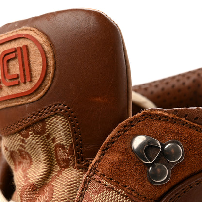 Gucci X SEGA Suede Calfskin GG Monogram Mens Flashtrek Sneakers 6.5 New Cuir Beige Ruggine 11 of 12