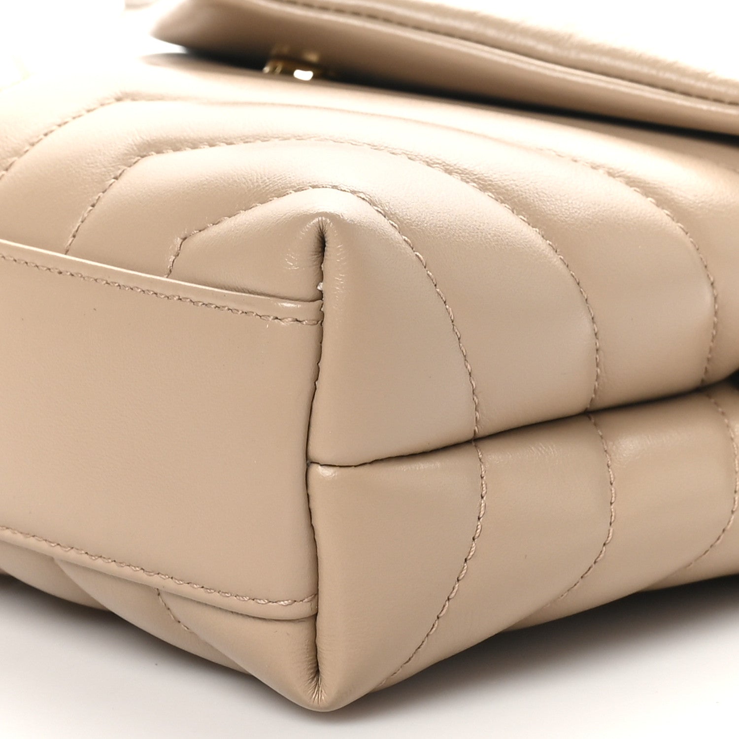 Saint Laurent Calfskin Y Quilted Monogram Toy Loulou Crossbody Bag Dark Beige 10 of 10