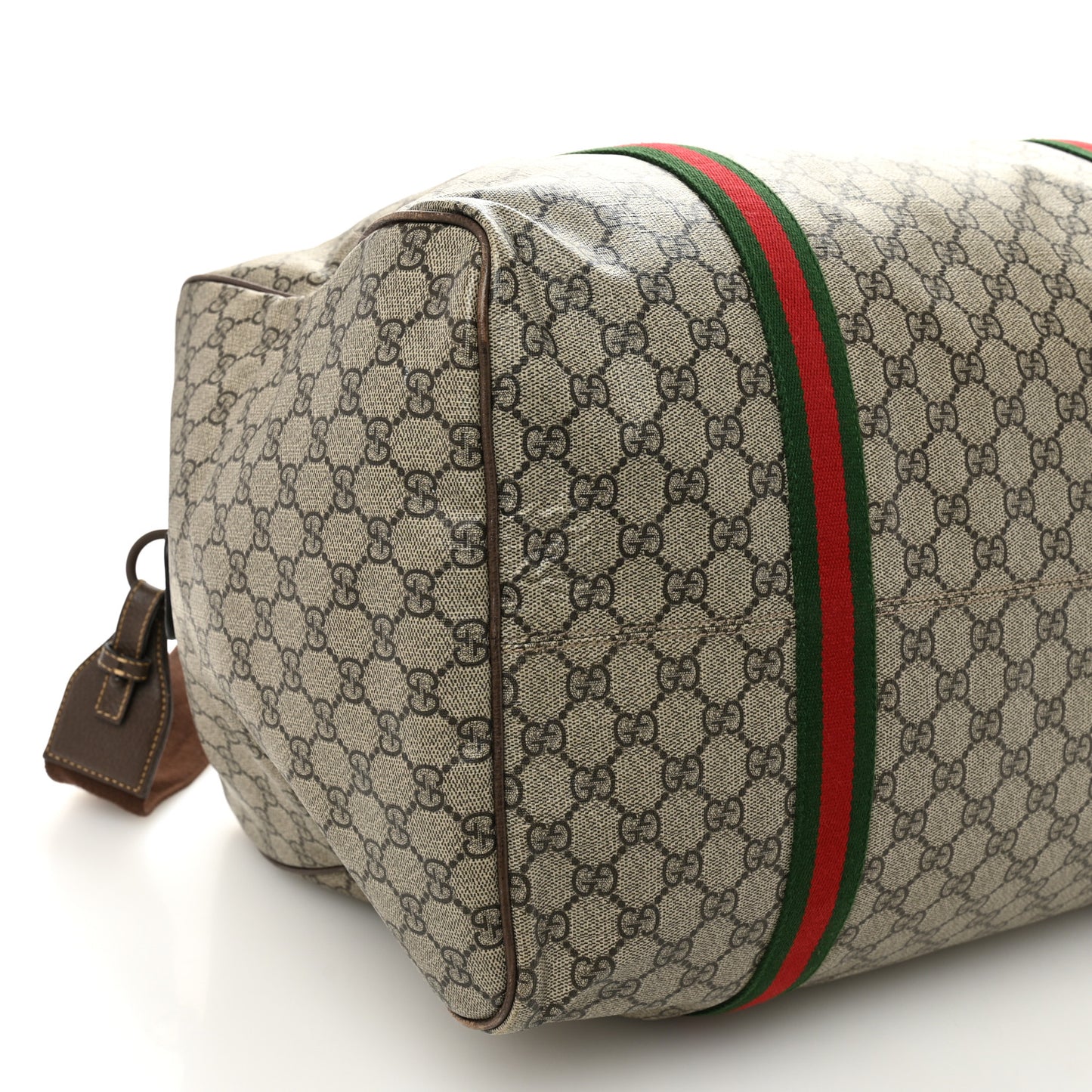 GG Supreme Monogram Web Medium Duffle Bag Brown