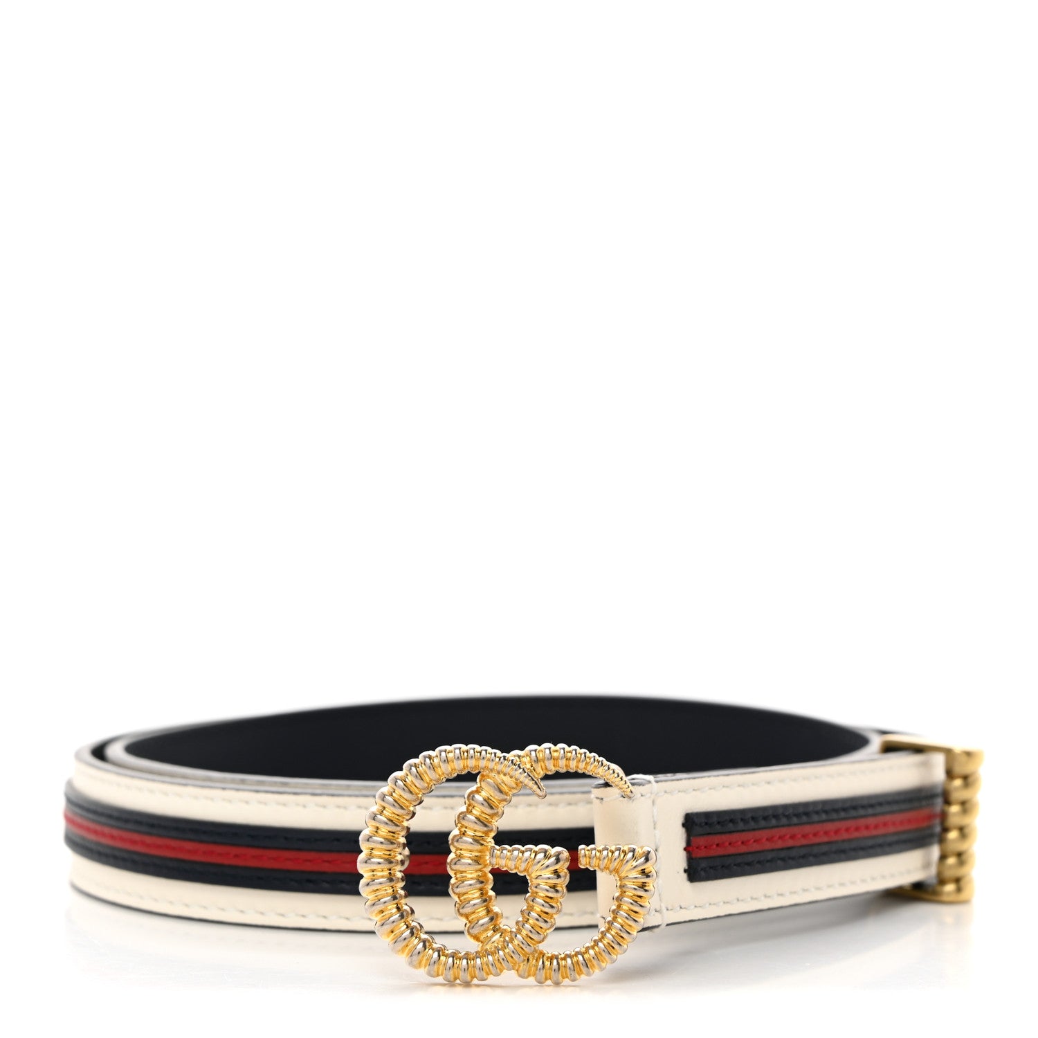 Gucci Calfskin 20mm Torchon Double G Sylvie Belt 85 34 Off White Blue Red 1 of 5