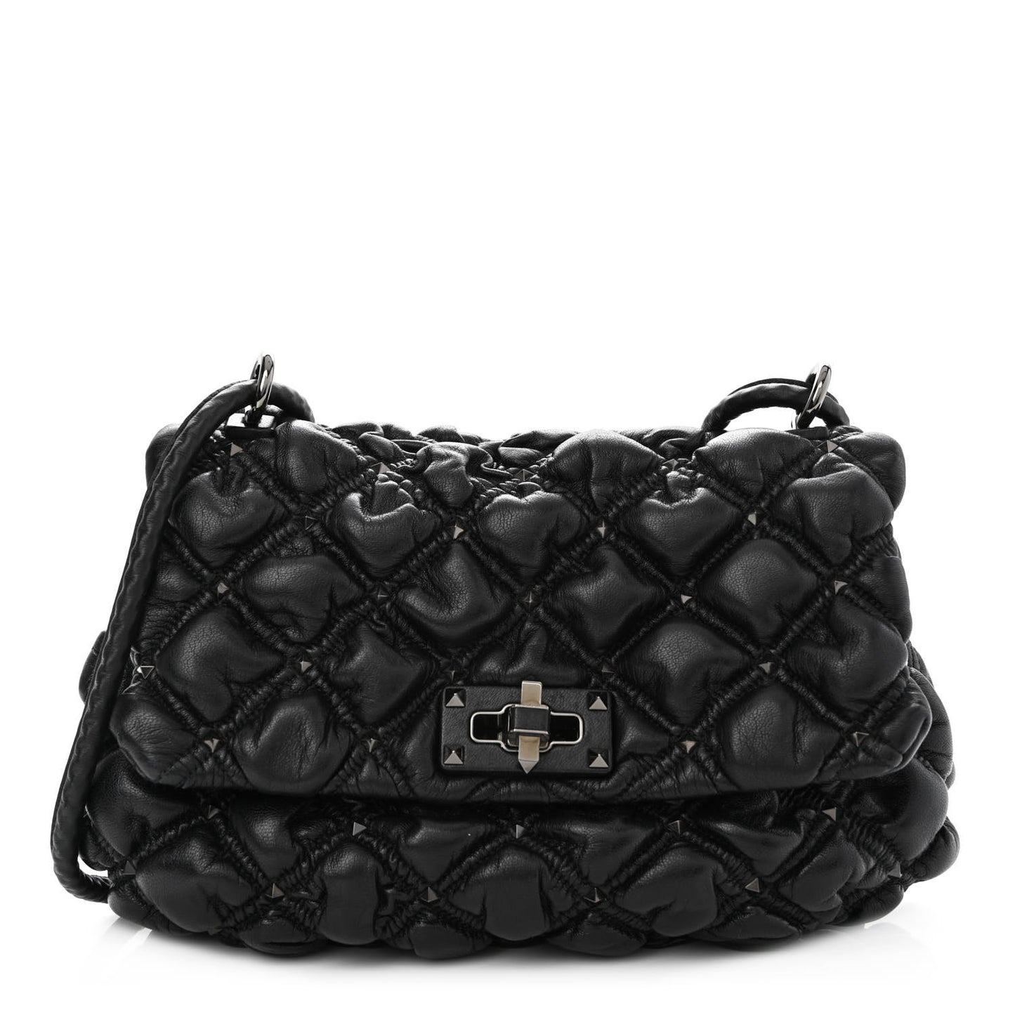 Nappa Medium Spikeme Shoulder Bag Black