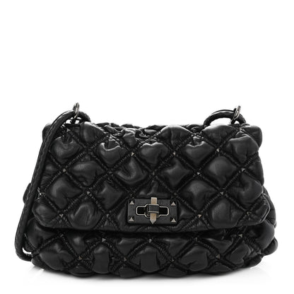 Valentino Garavani Nappa Medium Spikeme Shoulder Bag Black 1 of 11