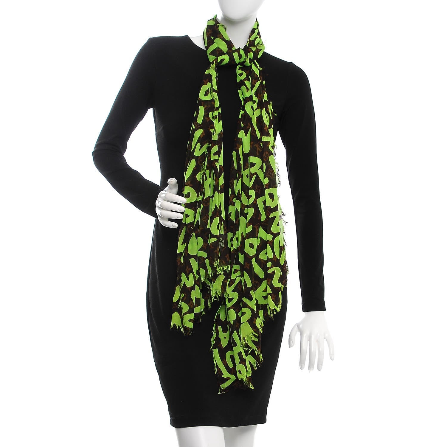 Louis Vuitton Cotton Graffiti Pareo Green 2 of 5
