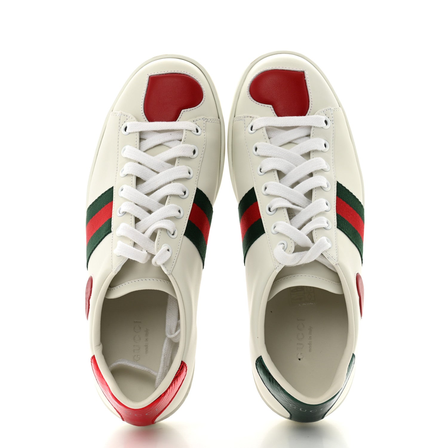 Gucci Calfskin Web Heart Embroidered Womens Ace Sneakers 38 White 2 of 12