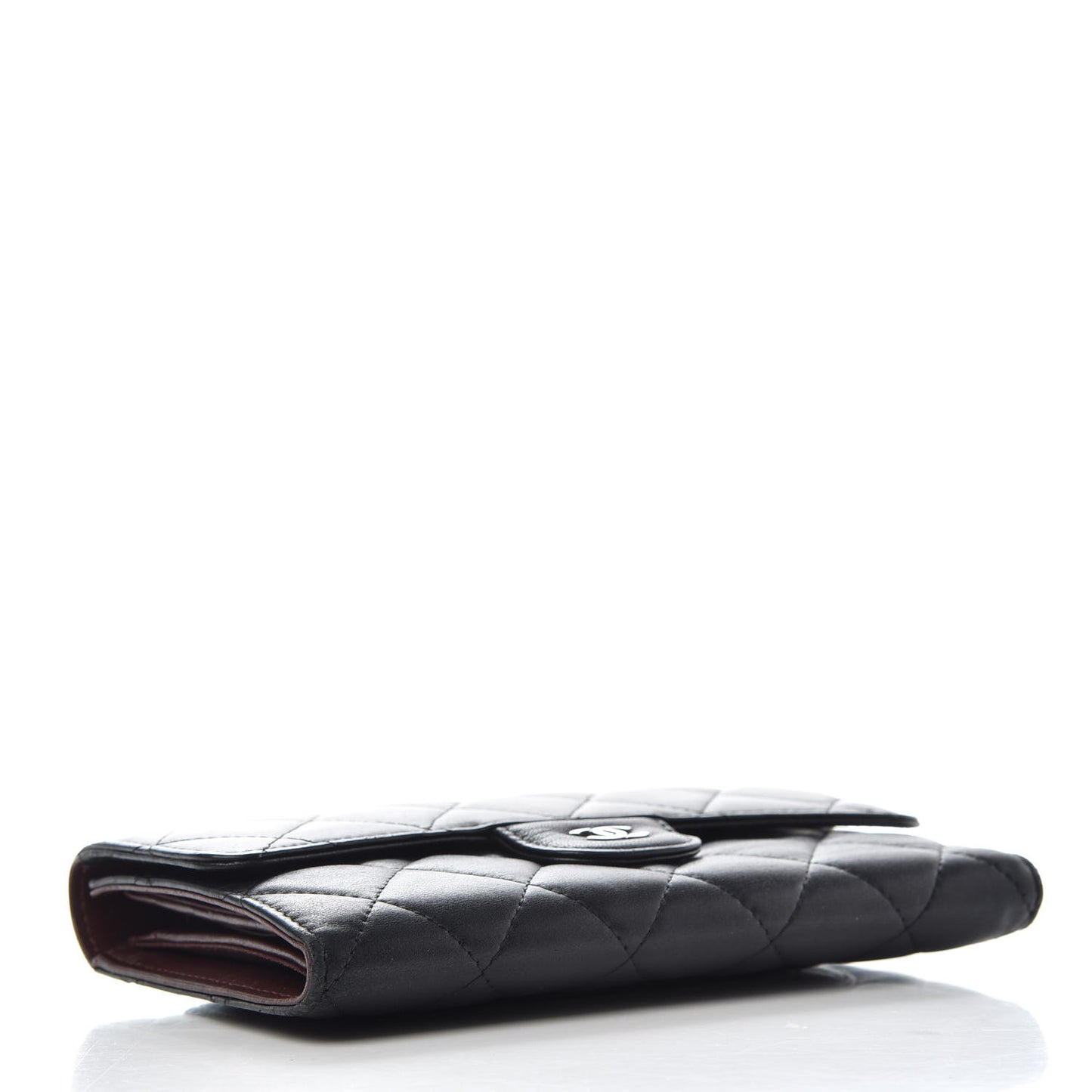 Lambskin Quilted Large Flap Wallet Black