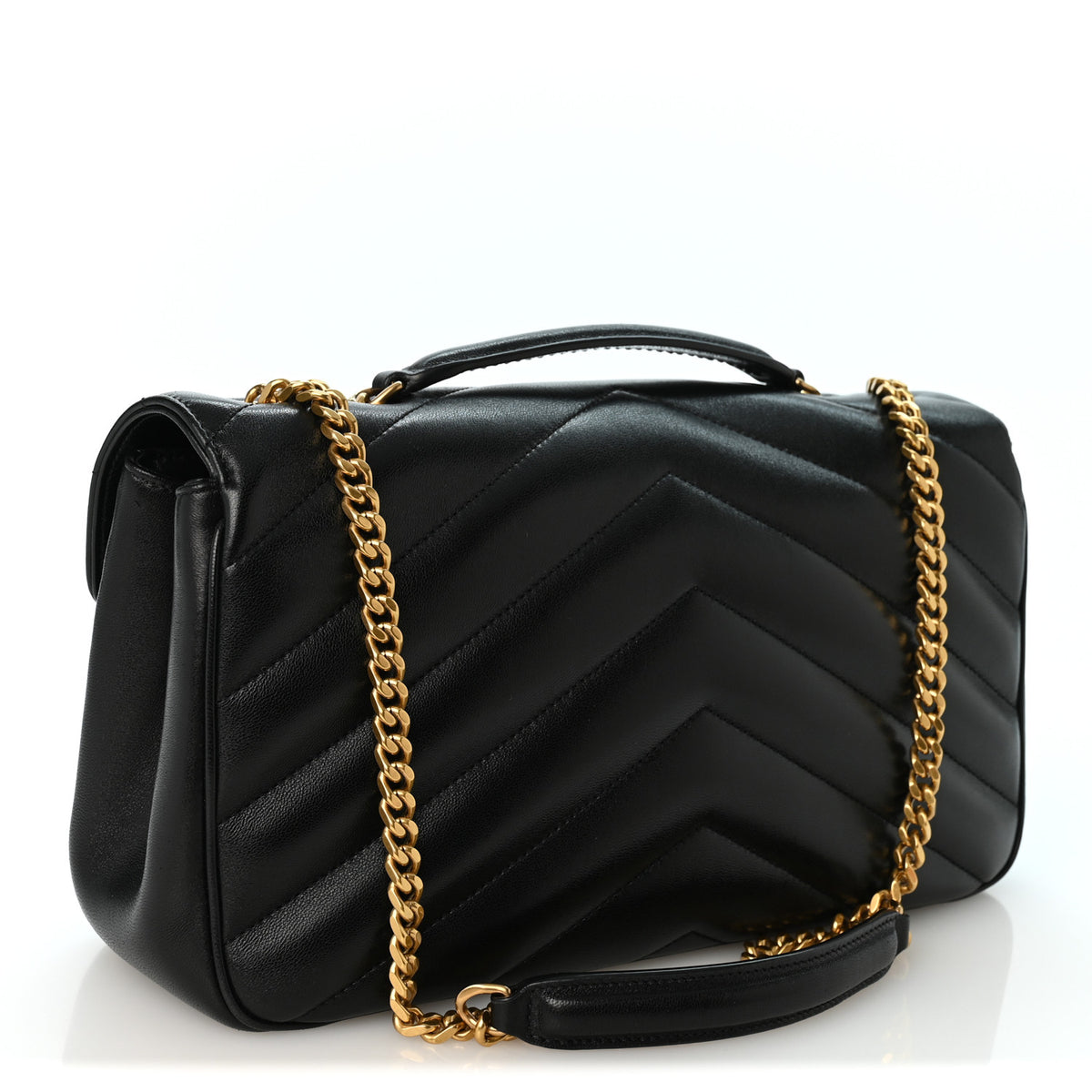 Lambskin Matelasse Chevron Medium Loulou Black