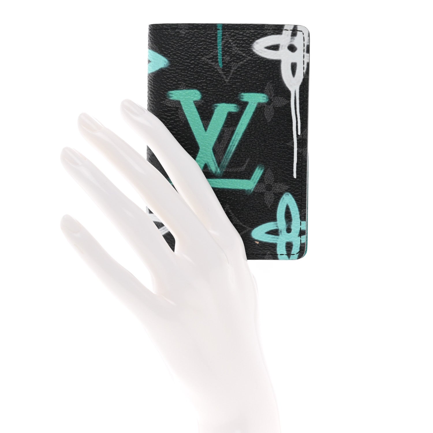 Louis Vuitton Monogram Eclipse LV Graffiti Pocket Organizer Green Lights 2 of 6