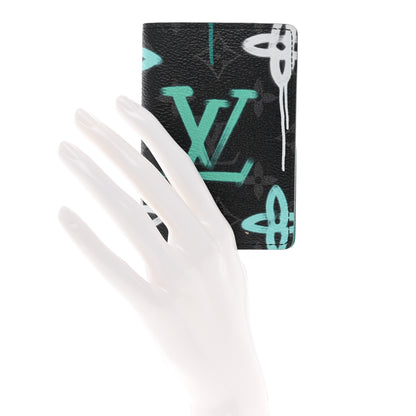 Louis Vuitton Monogram Eclipse LV Graffiti Pocket Organizer Green Lights 2 of 6