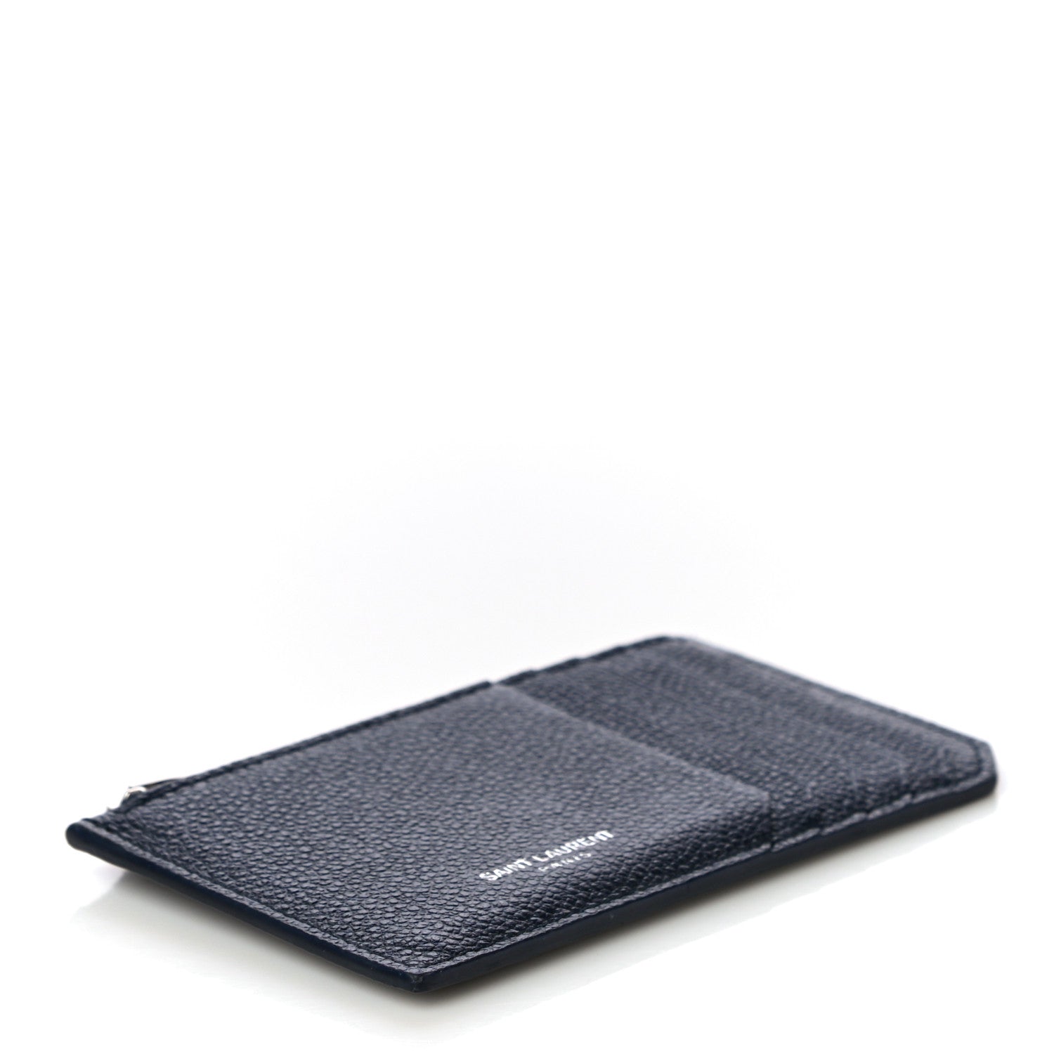 Saint Laurent Grained Calfskin 5 Fragments Zip Pouch Card Holder Deep Marine 4 of 9